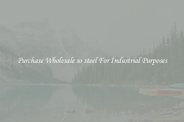 Purchase Wholesale so steel For Industrial Purposes