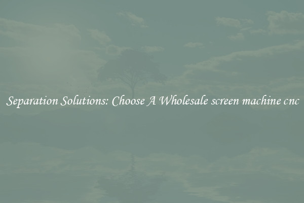 Separation Solutions: Choose A Wholesale screen machine cnc