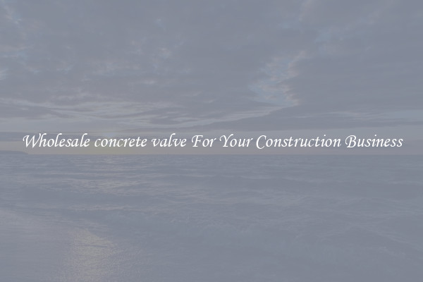 Wholesale concrete valve For Your Construction Business